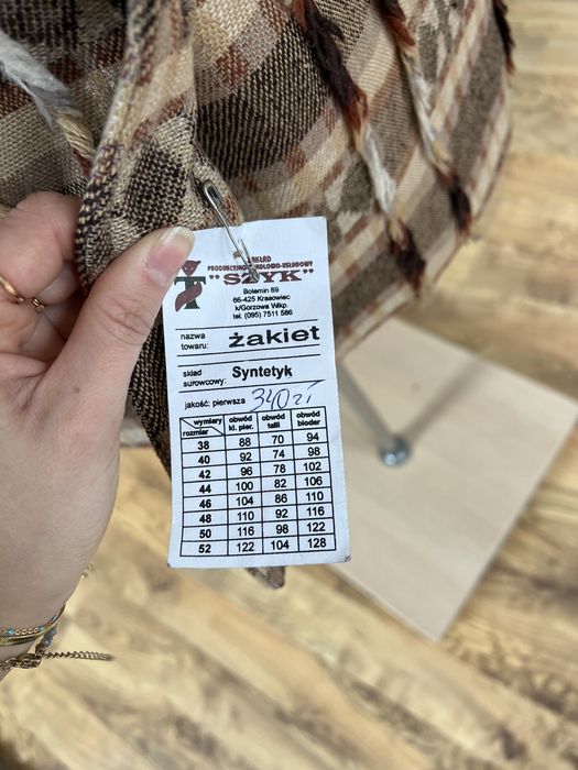 Żakiet kurtka damska M 38 brązowa beżowa nowa etno boho