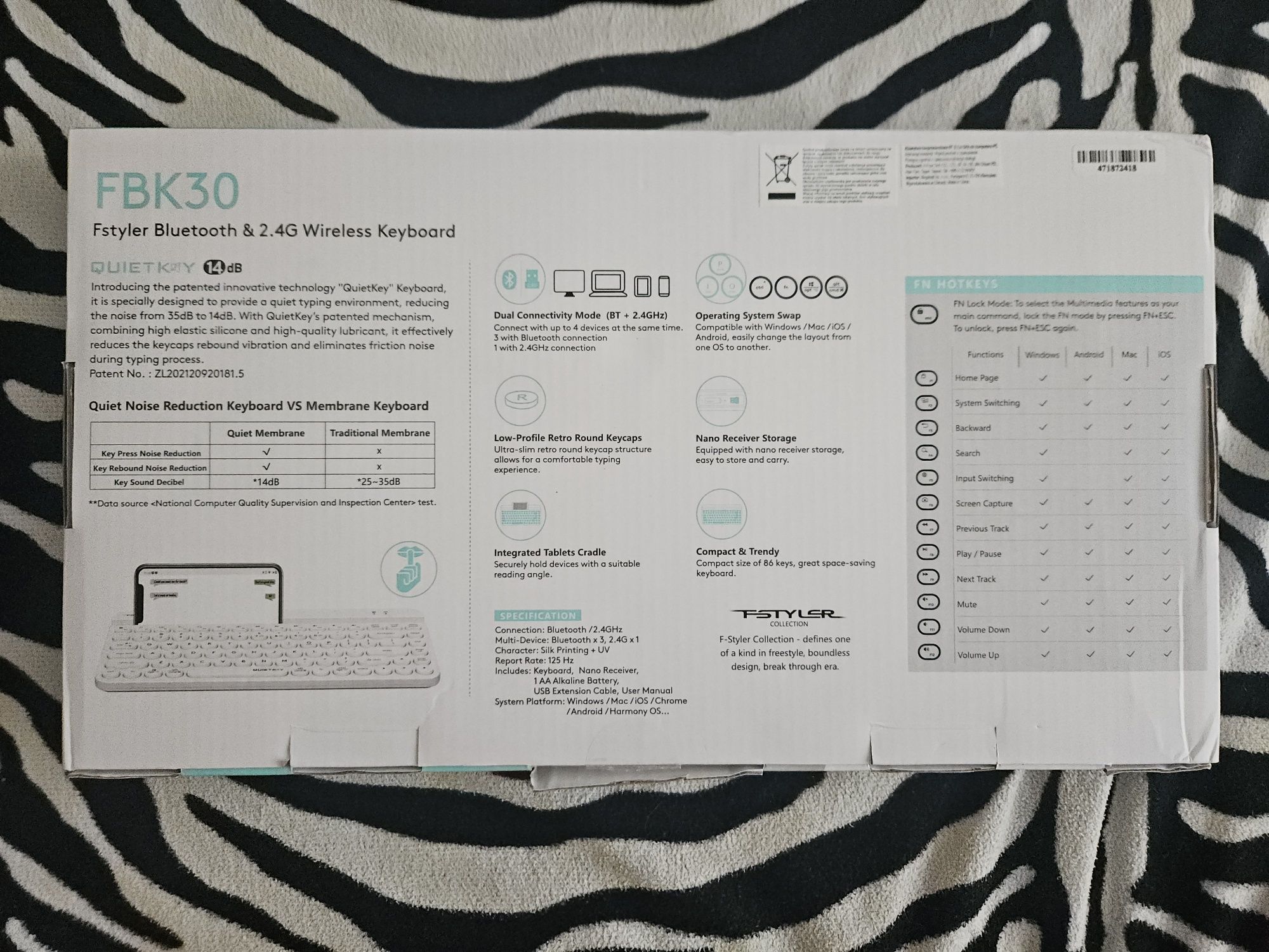 Klawiatura A4tech Fstyler FBK30 biała