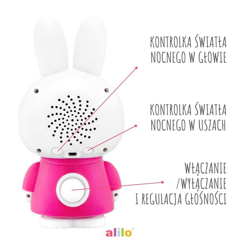 Króliczek Alilo Big Bunny G7C różowy dla dzieci interaktywny królik