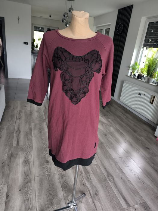 L/XL mimi bluzka tunika bordowa damska