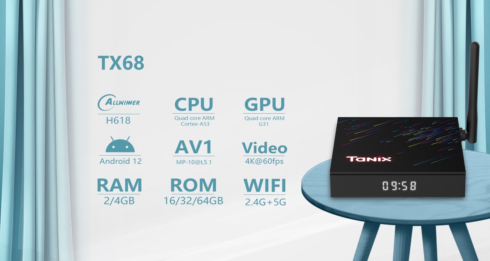 Smart TV Box Tanix TX68 H618 4GB/32GB Android 14
