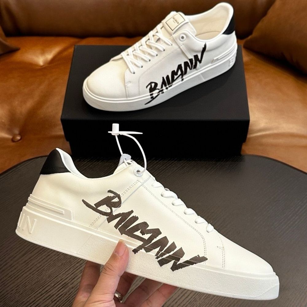 Кожаные кроссовки кеды мужские balmain сникерсы