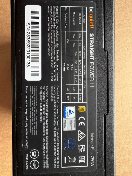 be quiet! Straight Power 11 – 750W, 80+ Gold