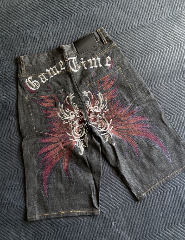 Jortsy Spodenki Full Haft Y2k OG Baggy Szerokie Opium