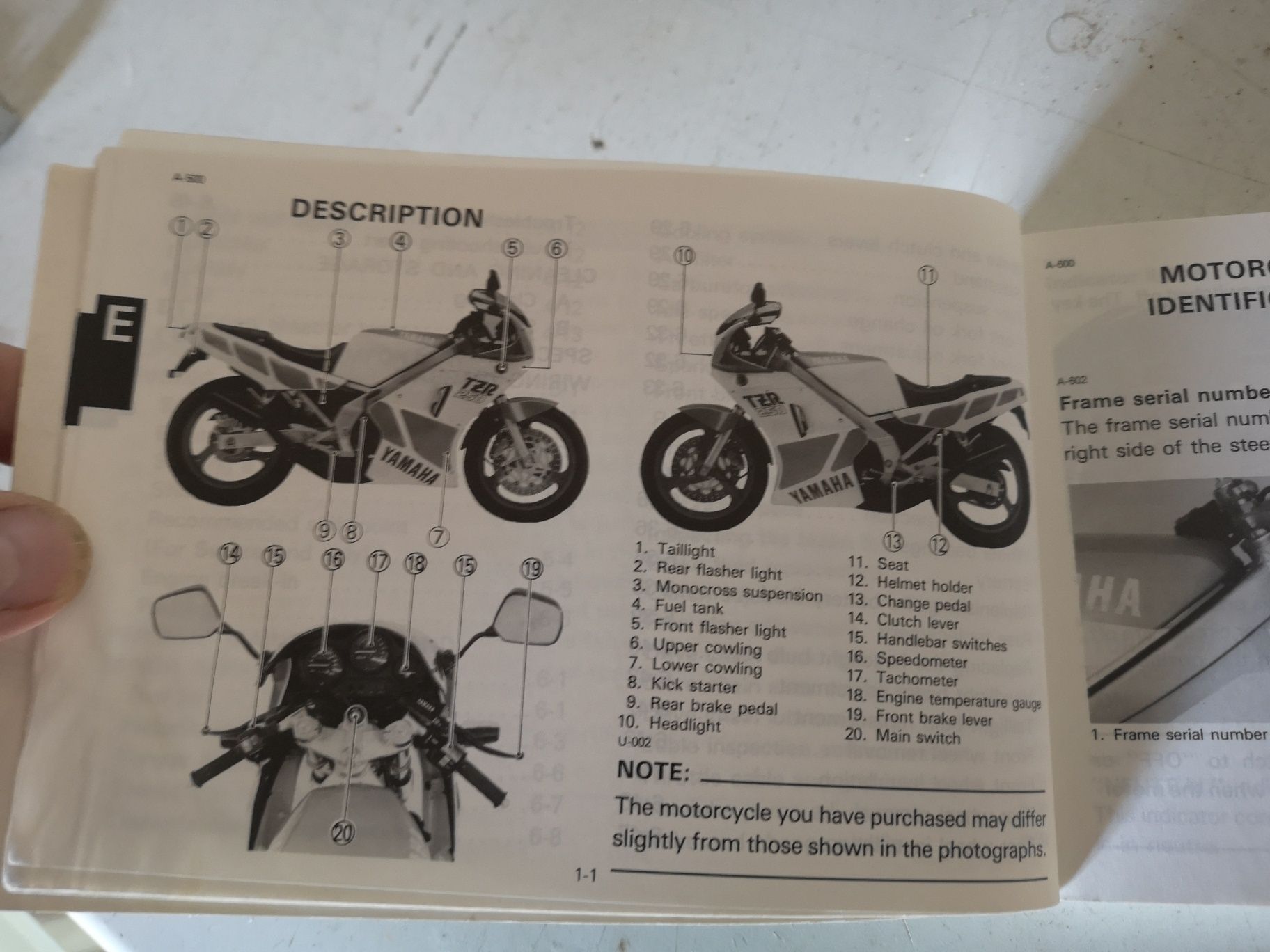 Livro de instruções da YAMAHA TZR250 2MA