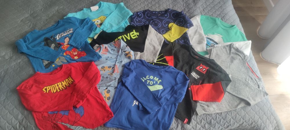 Wielopak 10 bluzek dziesięć dla chłopca 104/110