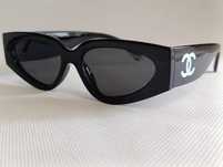 CHANEL nowe czarne damskie okulary przeciwsłoneczne logo