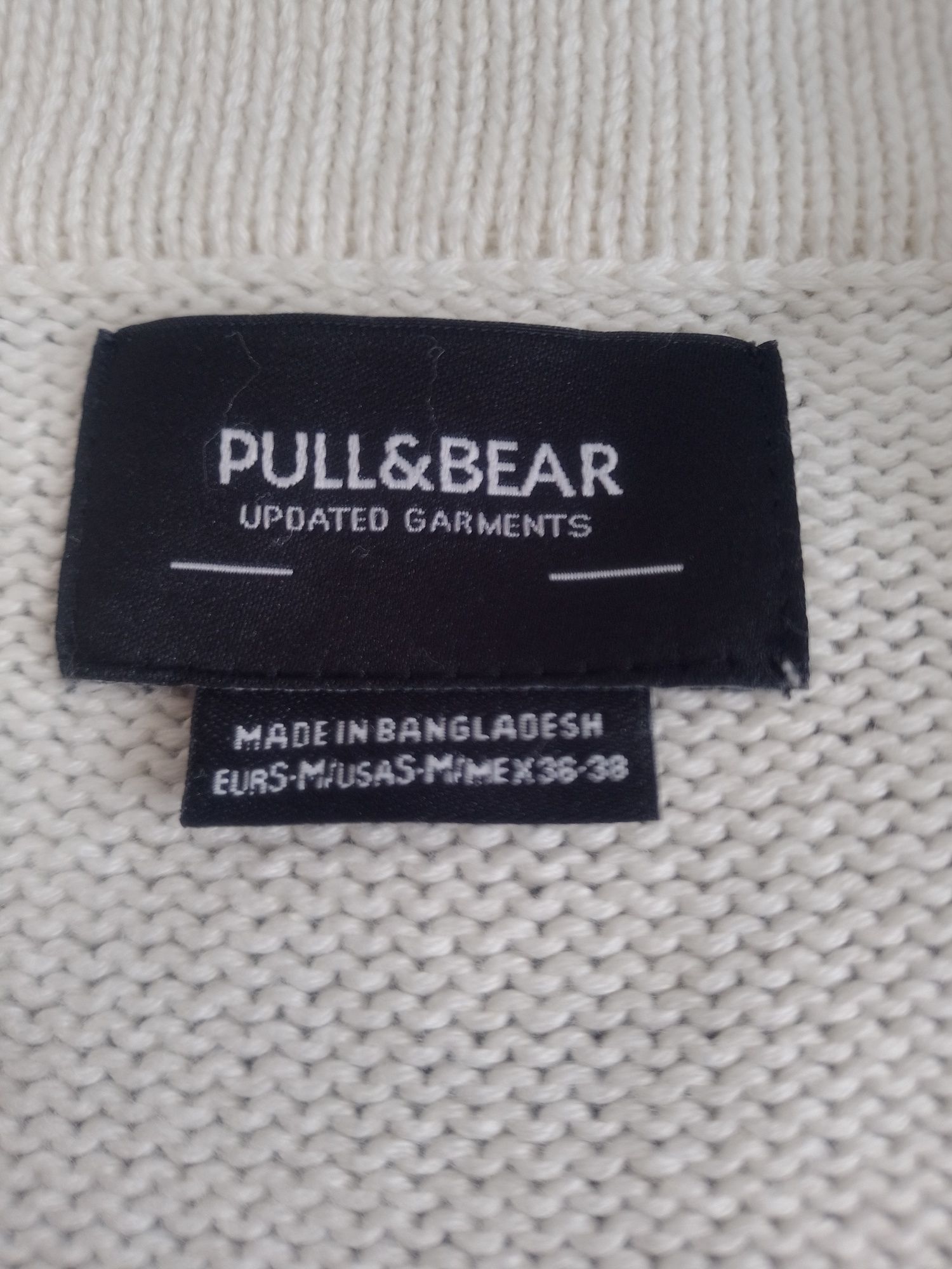 Kardigan męski Pull & Bear kremowy sweter rozpinany L/XL
