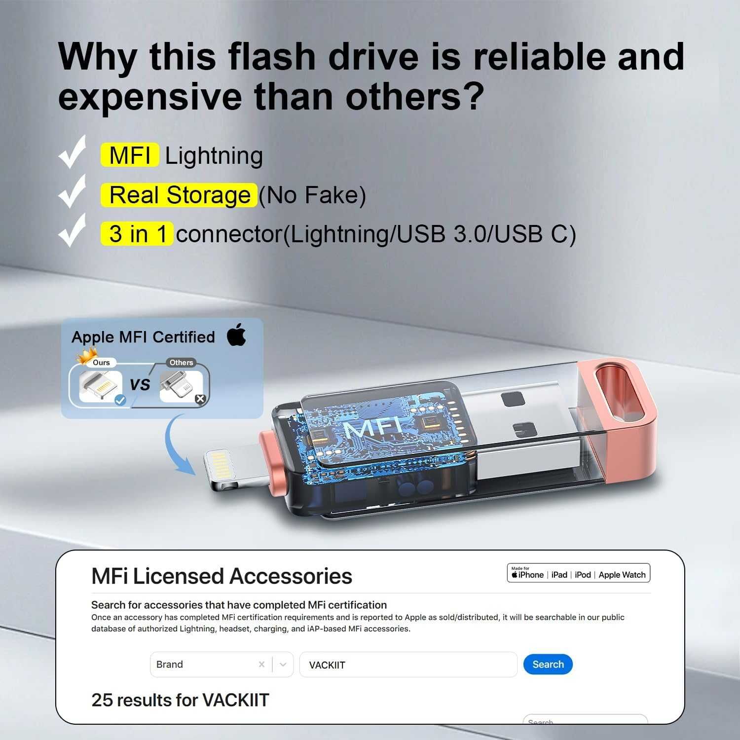 Vackiit Pendrive iExpand do Iphone 256 GB USB 3.0