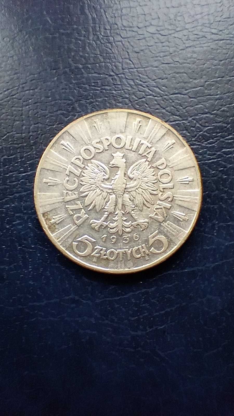 Stare monety 5 złotych 1936 Piłsudski 2RP srebro