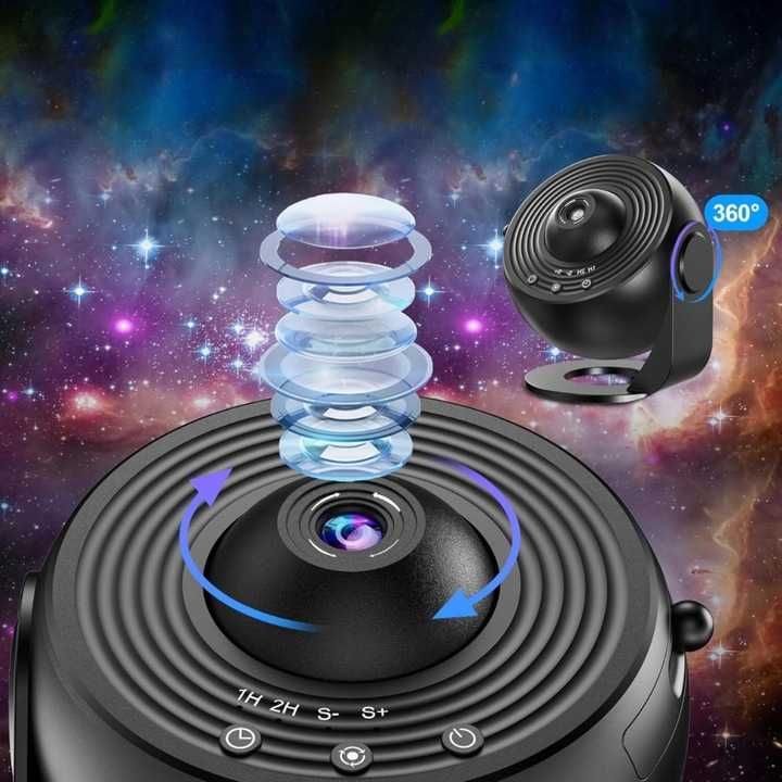 Projektor Gwiazd Planetarium Lampka Nocna LED USB 13 Projekcji 360