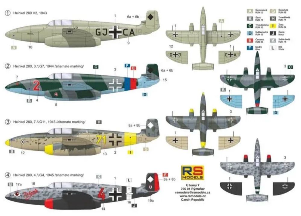 RS Models 92251 samolot Heinkel He-280 V2 model 1/72