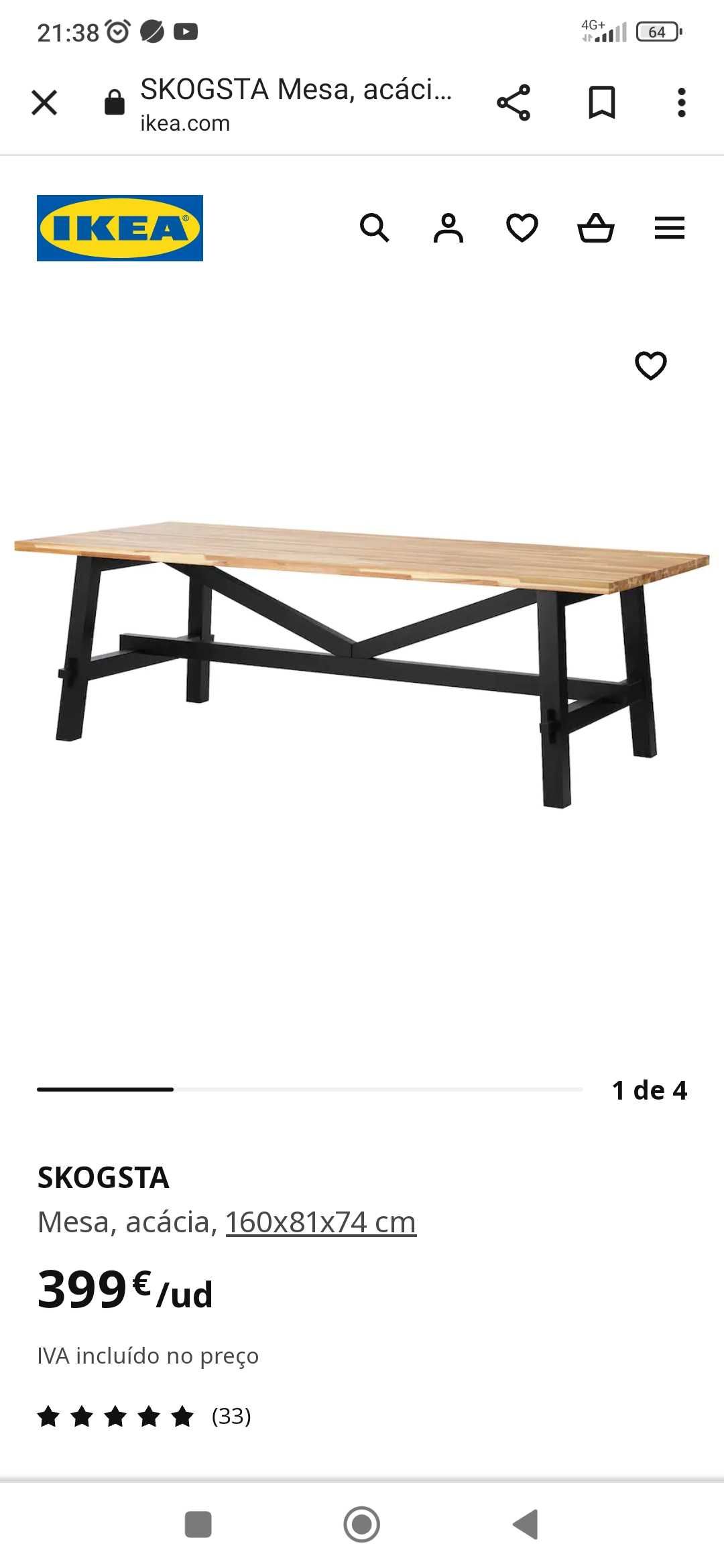 Mesa do IKEA modelo skogsta