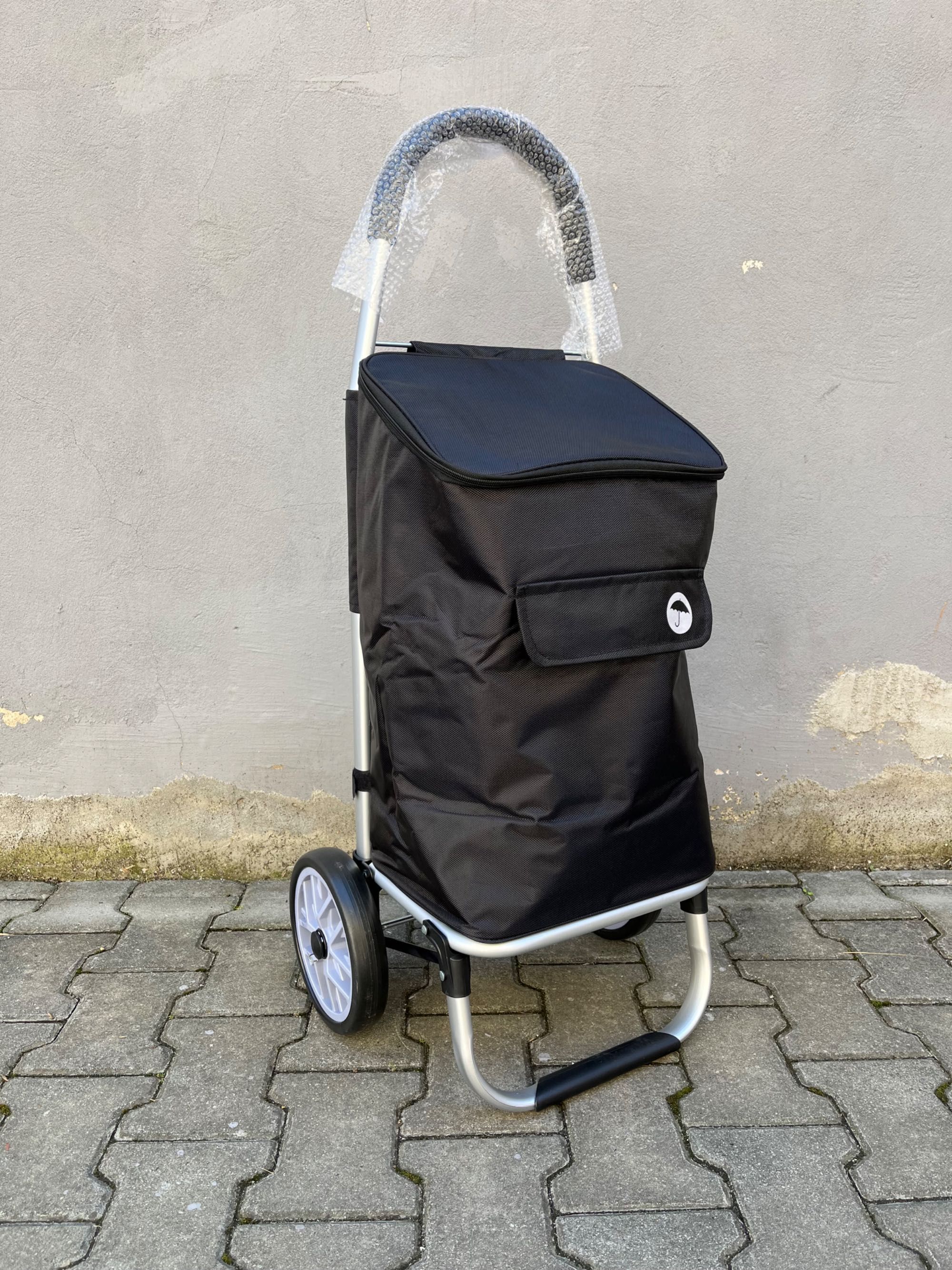 Wózek na zakupy aluminiowy duże koła z torbą termiczną