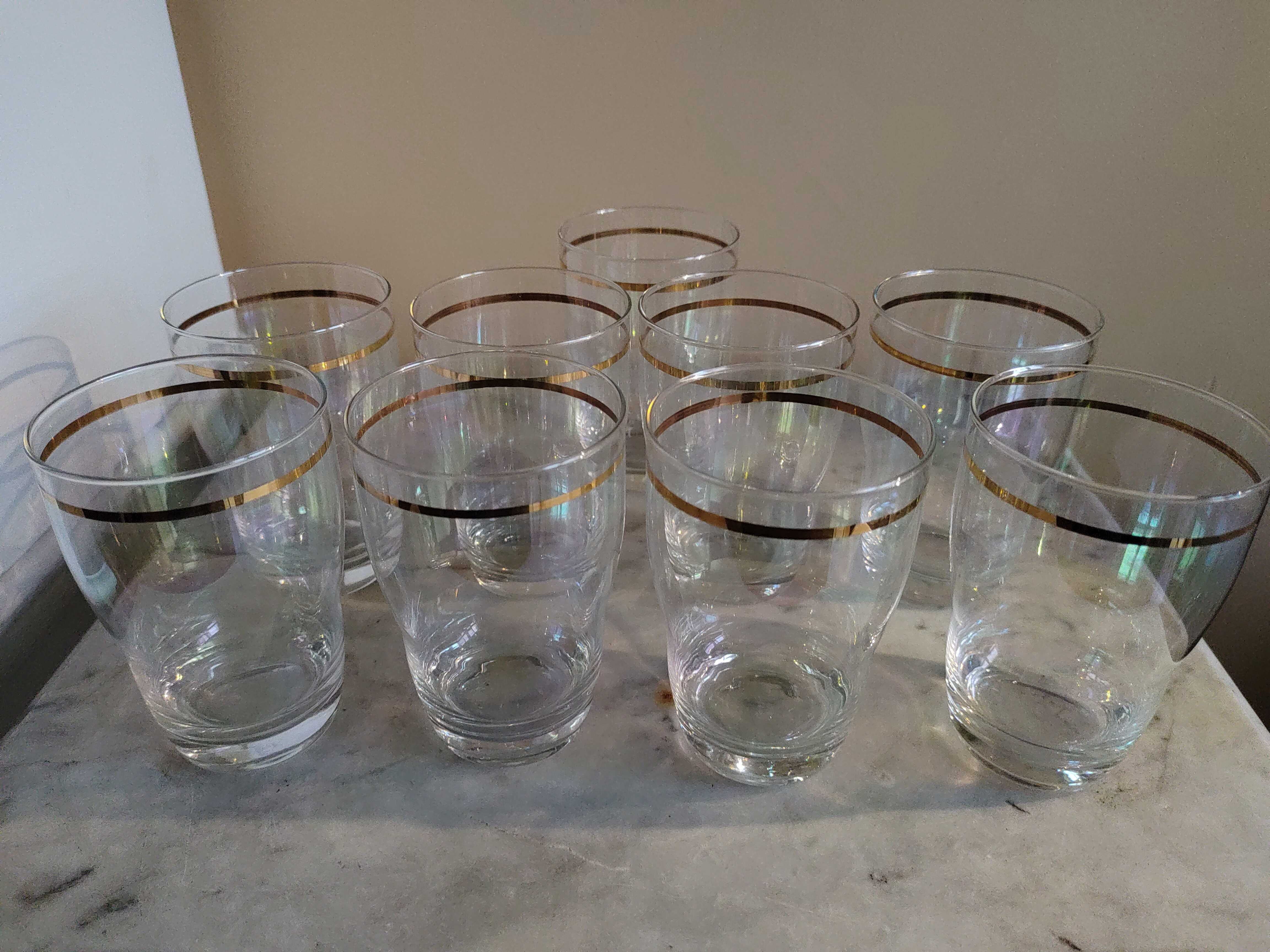 5 nowych szklanek z mieniącego szkła z PRL