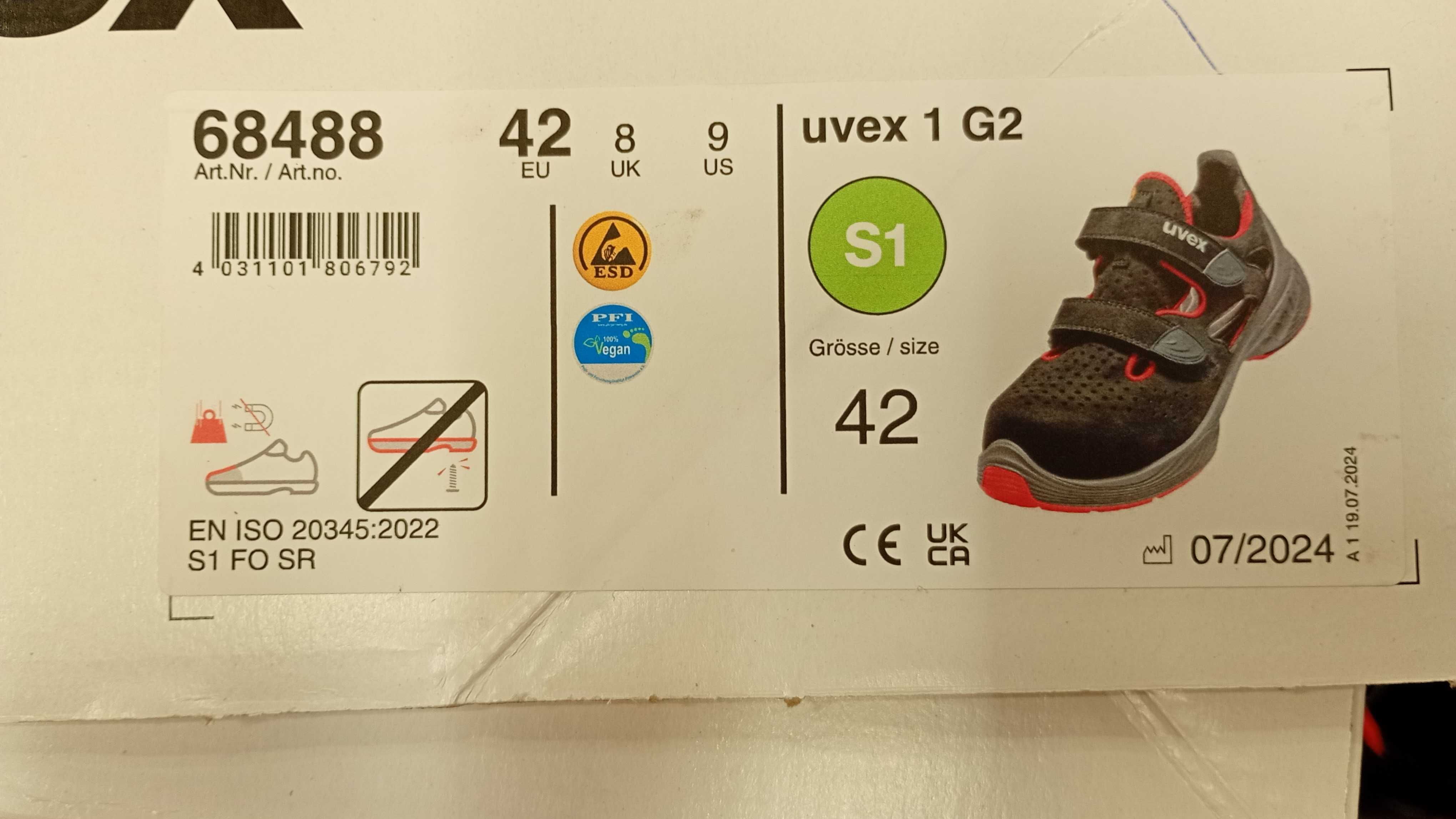 Buty robocze sandały r.42 UVEX 1 G2 -Komis MADEJ Dębica