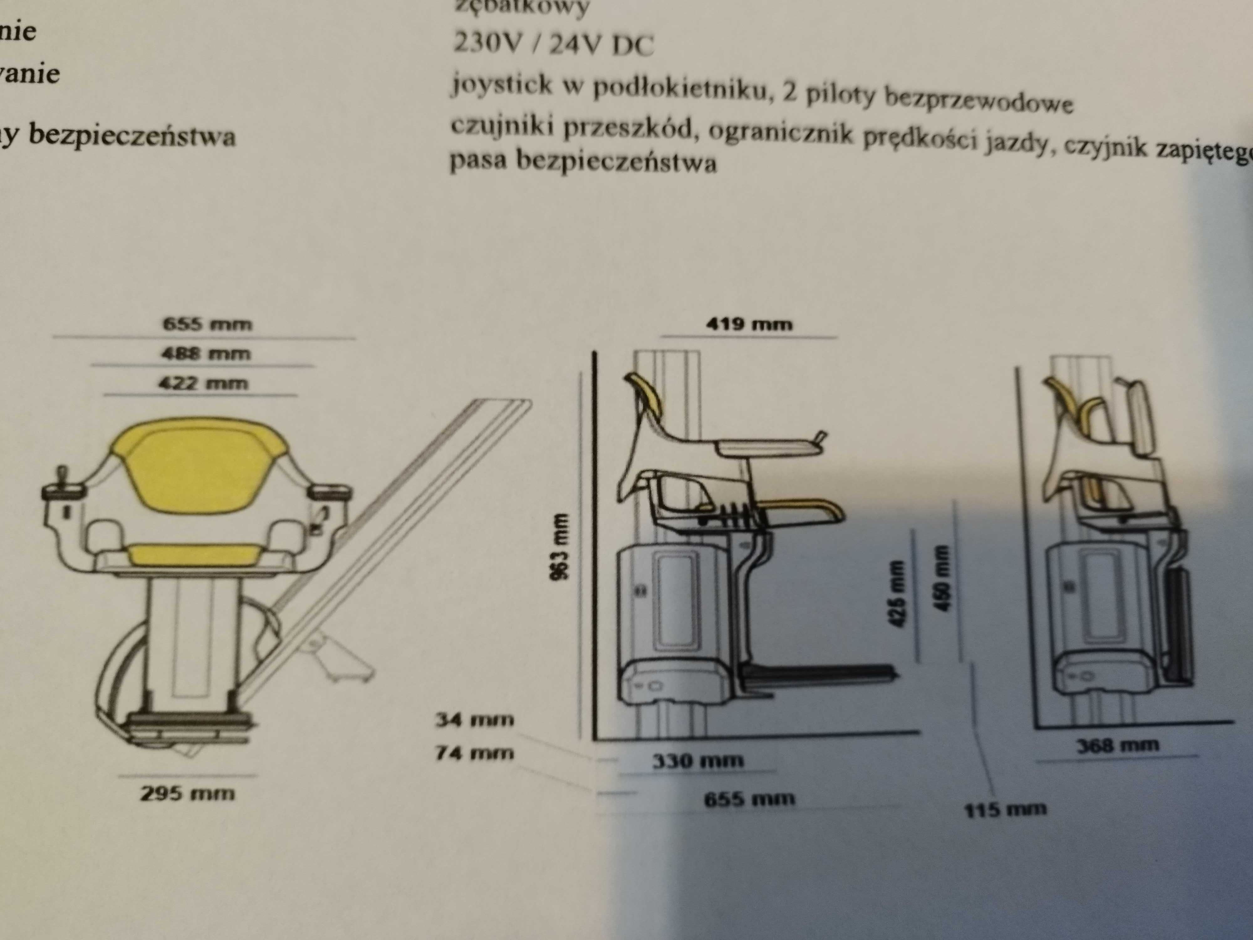 Krzesełko schodowe winda tor prosty ok. 5m NOWE fachowy montaż GRATIS