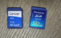 Dwie karty SD 512 MB i 1 GB