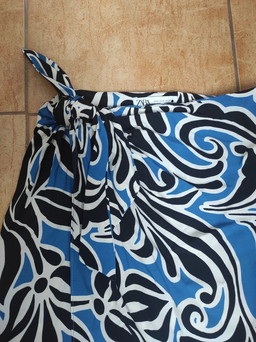 Spódnica kopertowa Zara niebieska M wiskoza