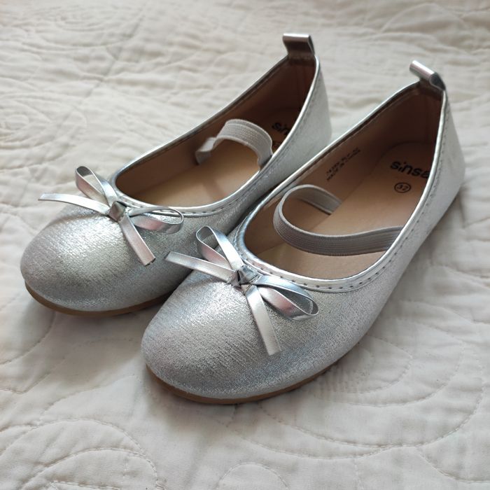 Baleriny buty dla dziewczynki srebrne roz. 32 na rozpoczęcie szkoły