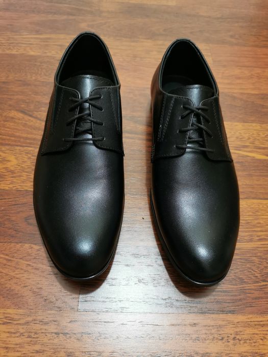 Eleganckie Wizytowe Skórzane Półbuty Męskie M 100 Czarne Tęgie