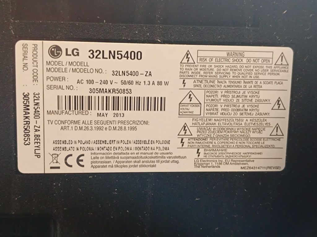 Telewizor LG 32ln5400 Uszkodzony