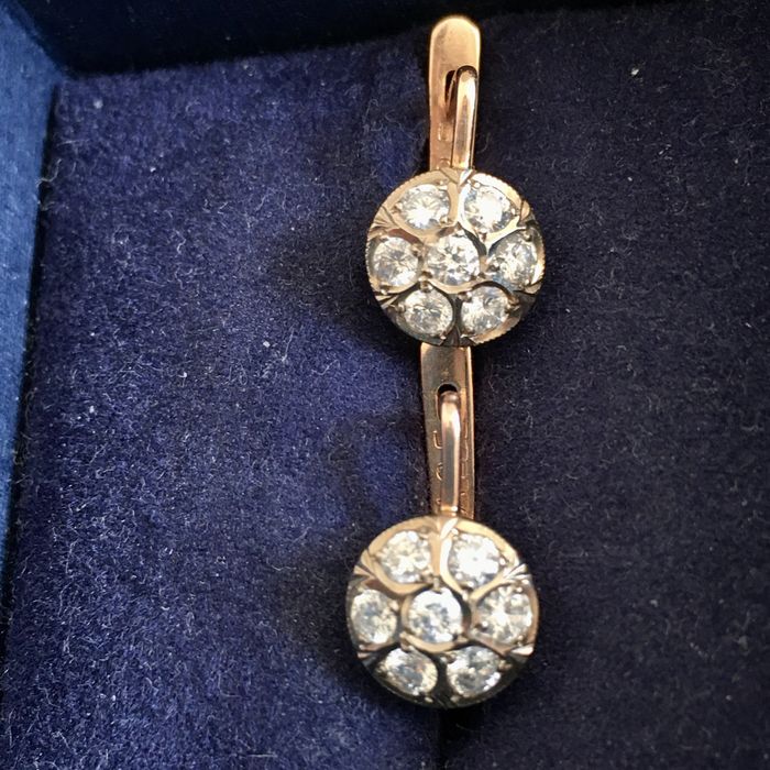 МЮЗ/КЮЗ серьгис бриллиантами(бриллиант, діаманти) малинка