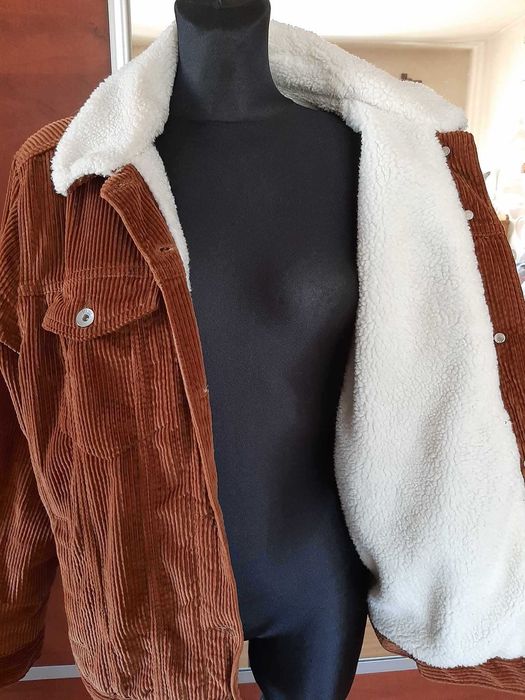 Kurtka sztruksowa, z kożuszkiem