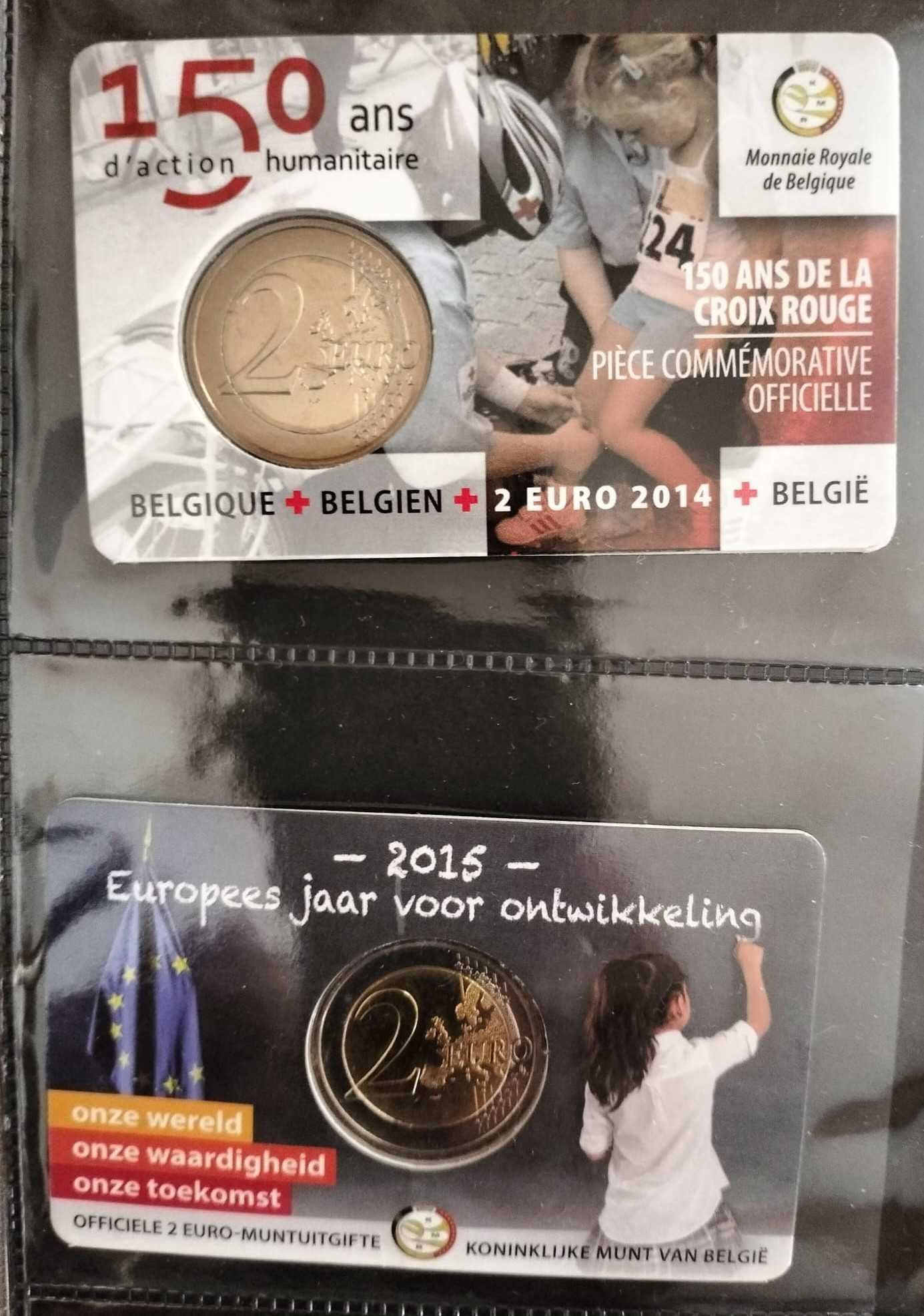 Moedas Belgas Comem. EUR 2,00 - Coincards 2014 (CV) + 2015 (Desenvol.)