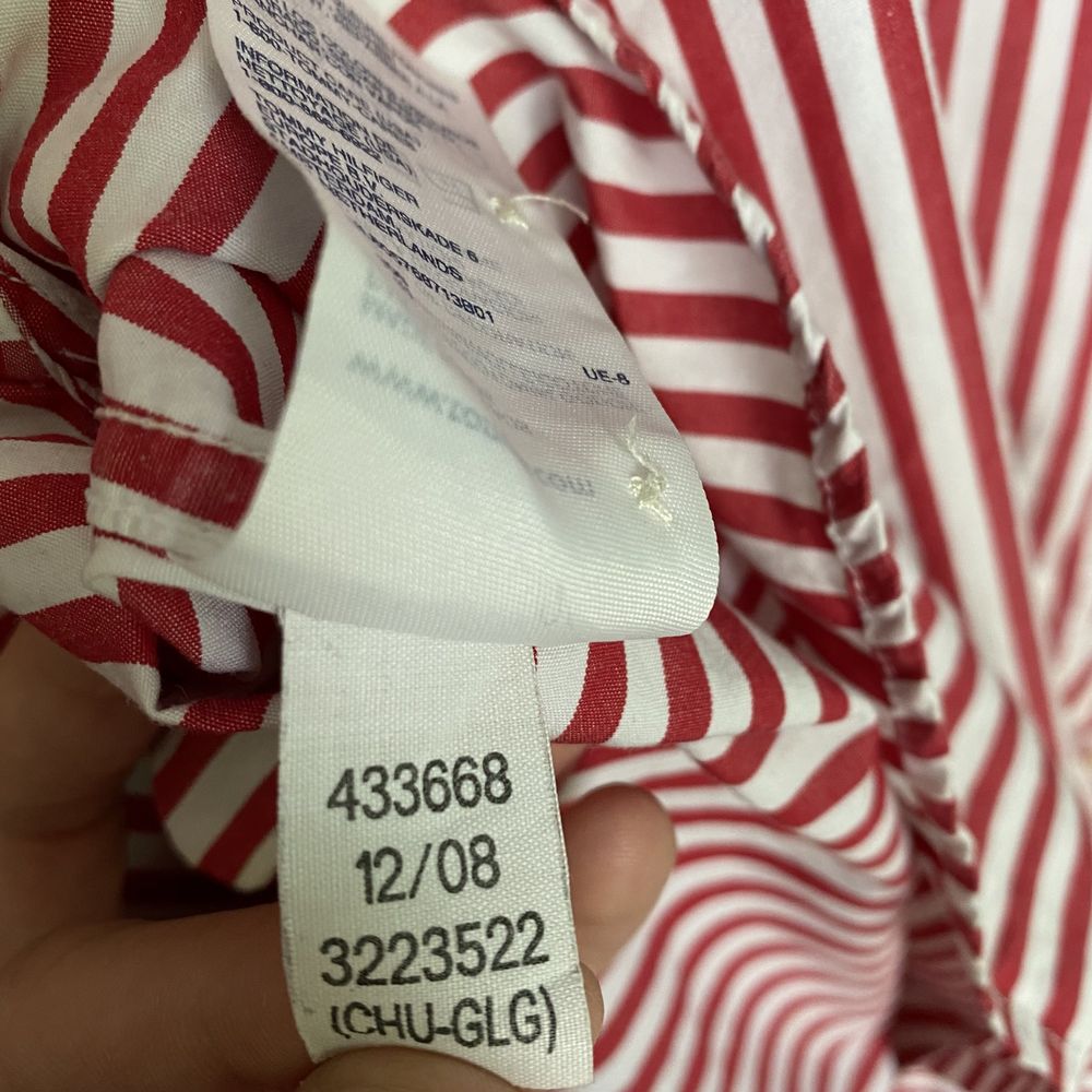 Biała bawełniana męska koszula na długi rękaw w paski Tommy Hilfiger M
