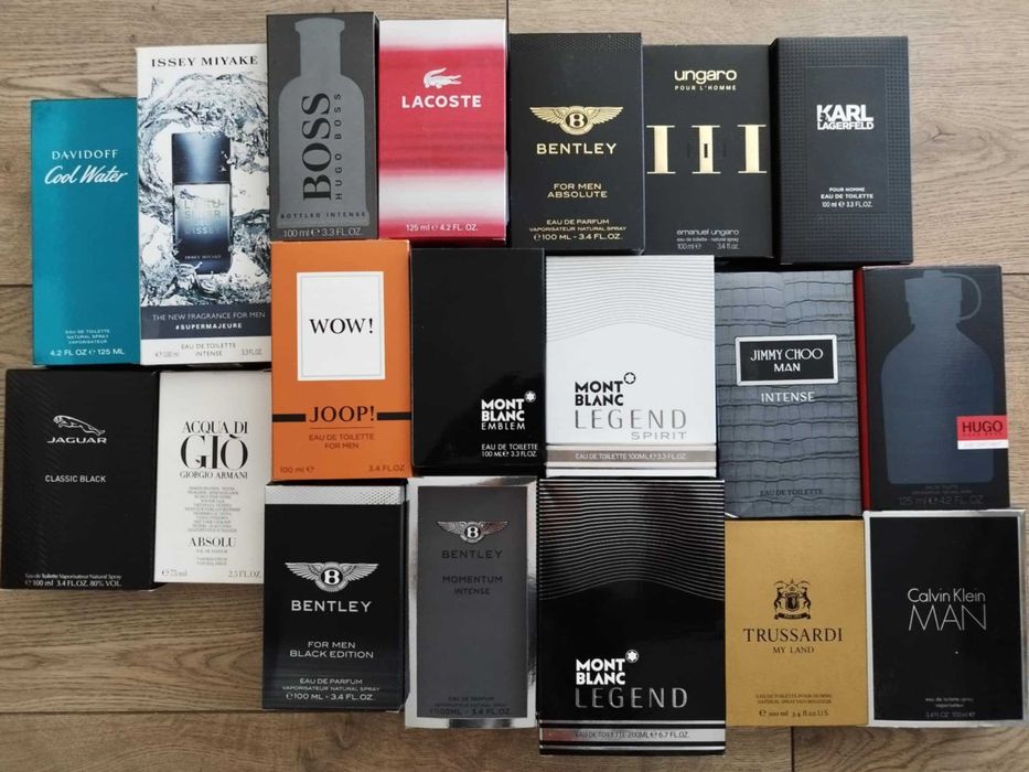 Puste flakony butelki i opakowania po oryginalnych perfumach męskich