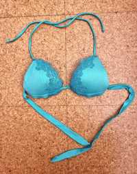 Parte de cima de bikini azul Calzedonia, tamanho 34A