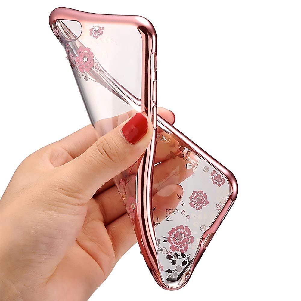 Back Case Diamond Flower Do Samsung Galaxy S21 Ultra Złoty Róż