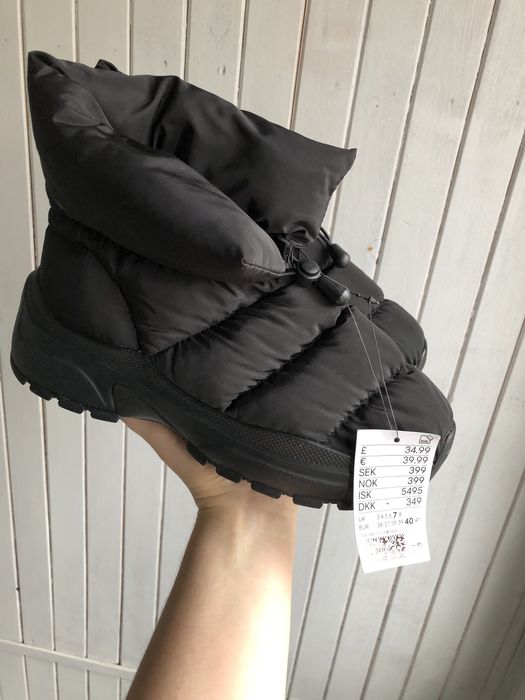 H&M damskie ocieplane botki śniegowce czarne gruba podeszwa trapery 40