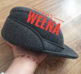 Szara męska czapka z daszkiem 100% wełna, 56 cm