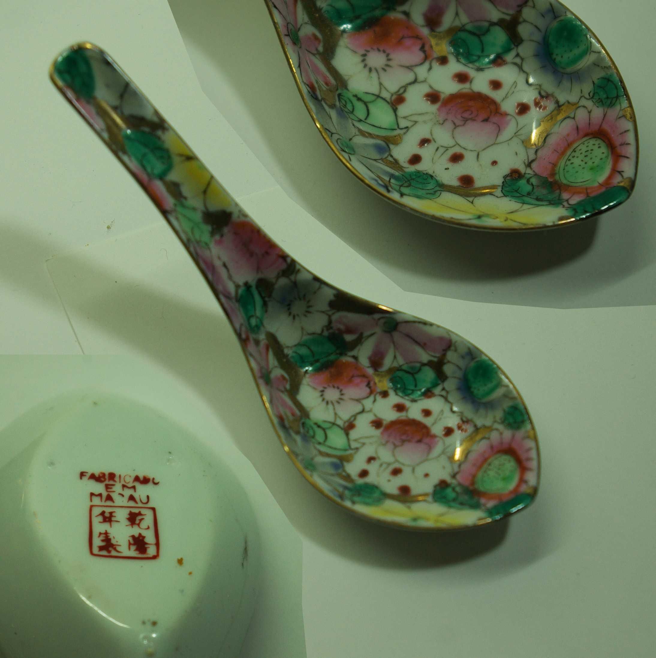 Porcelana Chinesa. Tijela, colher, mil flores. Fabricado em Macau