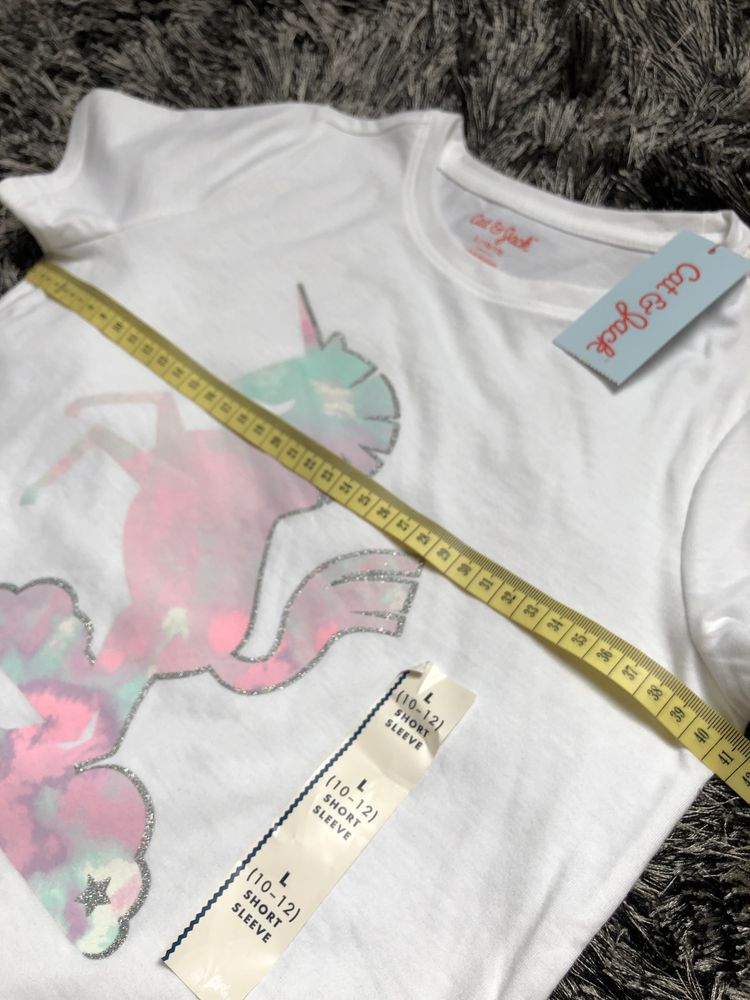 Bluzka, koszulka dziewczęca,biała unicorn, nowa,10-12 lat, ok158cm