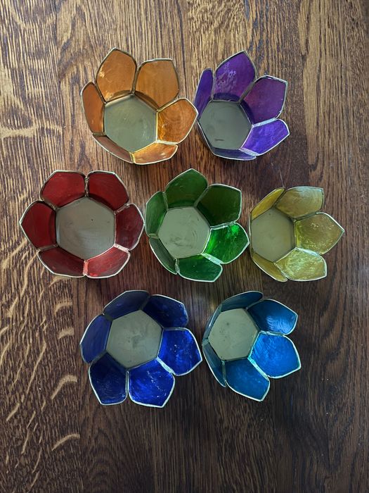 Zestaw 7 świeczników tea light z muszli capiz