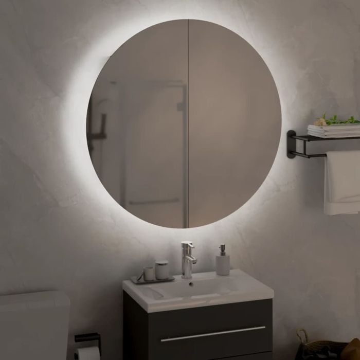 Vidaxl Szafka Łazienkowa Z Lustrem I Led, Szary, 54X54X17,5 Cm