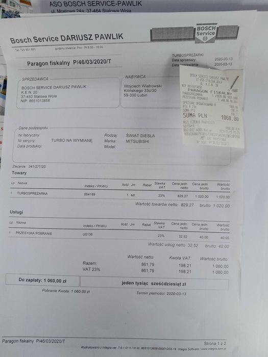 Turbosprężarka mitsubishi