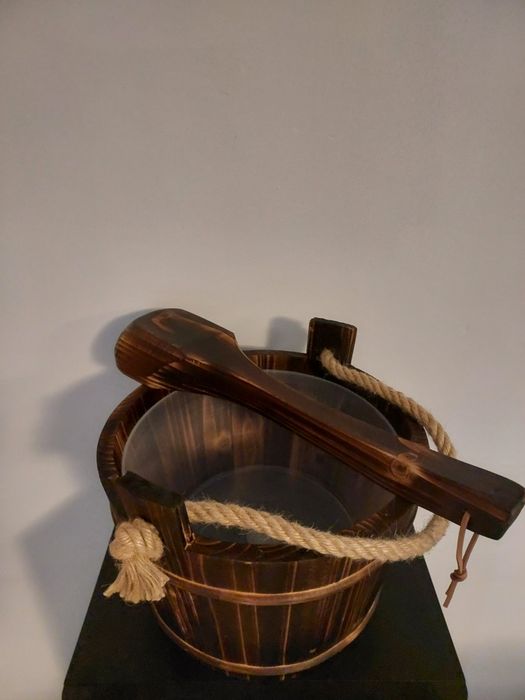 Nowy duży zestaw akcesoriów do sauny wiaderko cebrzyk klepsydra