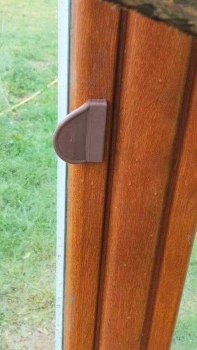 Okno tarasowe balkon 160 x 219 białe/złoty dąb ruchomy słupek 2-szybow