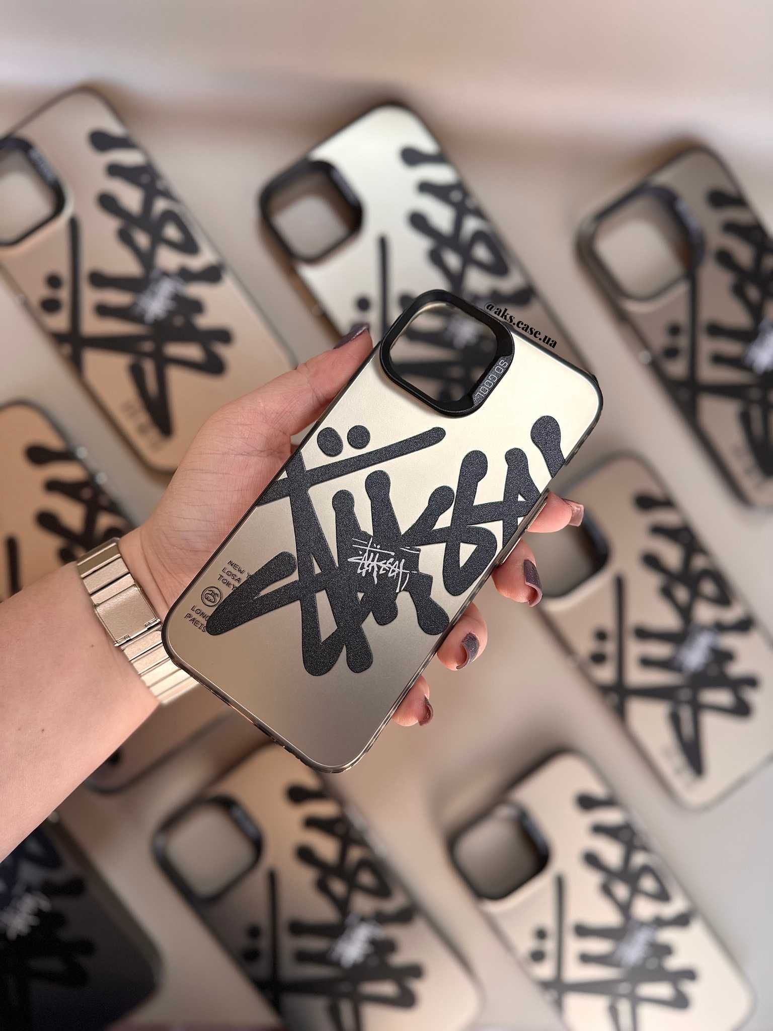Силіконовий сірий чохол з лого Stussy Стуссі Cтусі на айфон iPhone