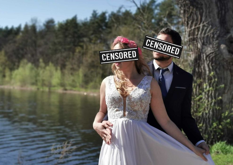 Zwiewna suknia ślubna, rozmiar 38 (M), śmietankowa