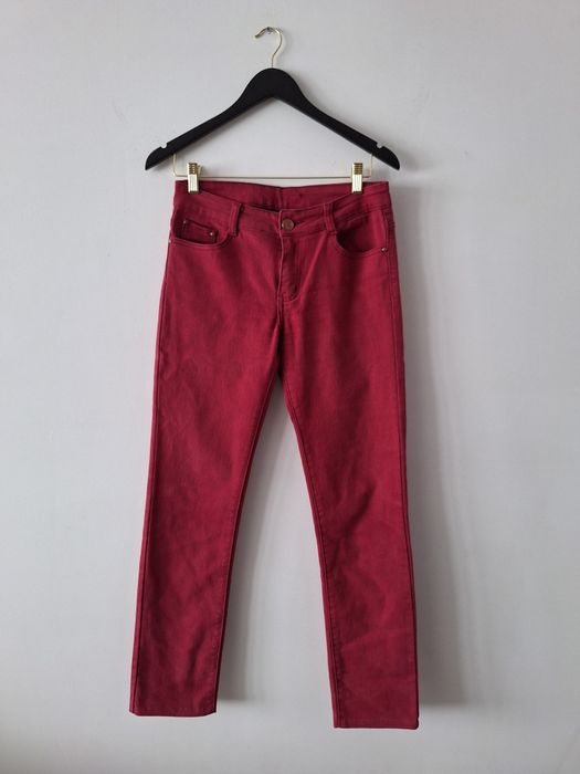 Spodnie długie burgundowe jeansowe jeansy straight damskie 38 M