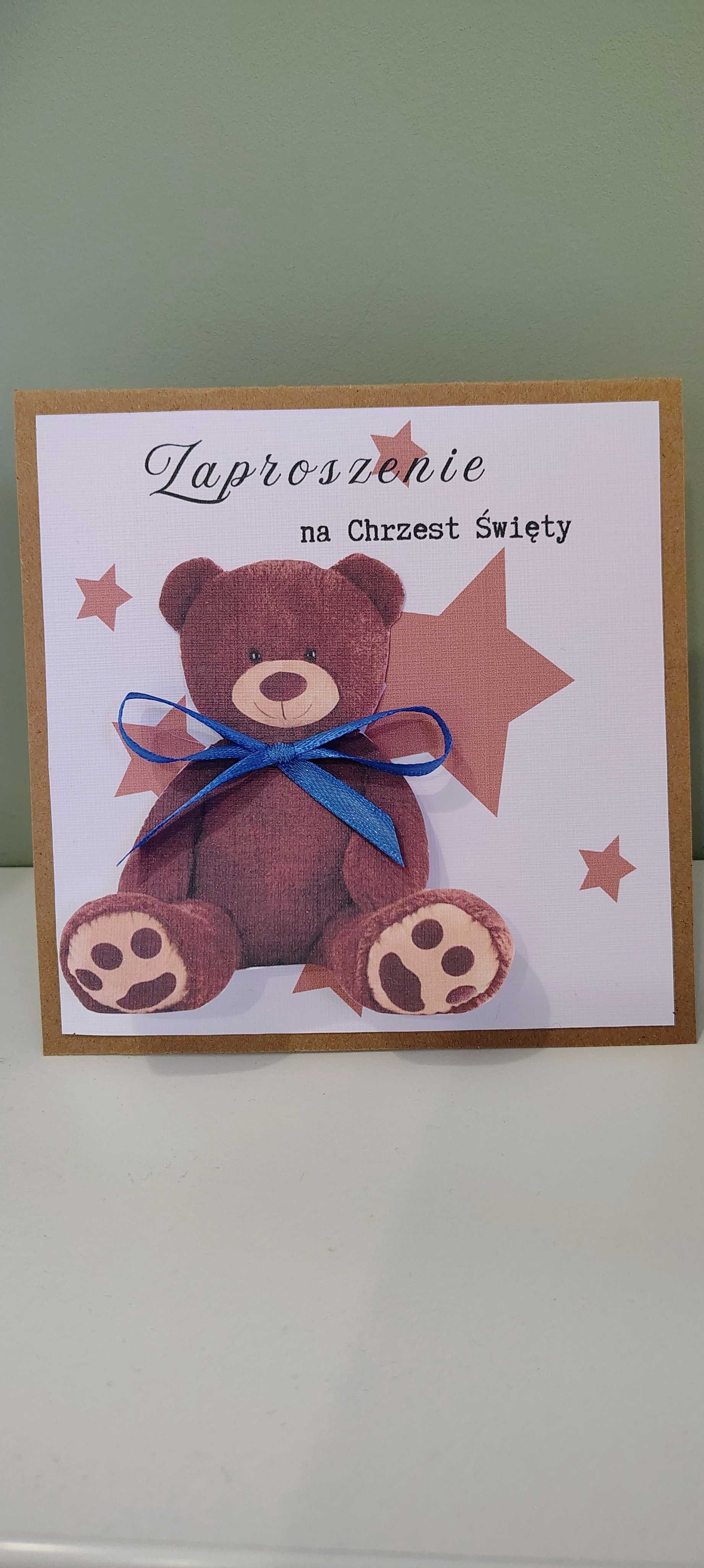 Zaproszenia na Chrzest Święty "Miś"
