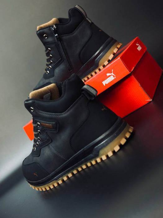 Чоловічі зимові черевики чорні на хутрі/натуральна шкіра +3 -31