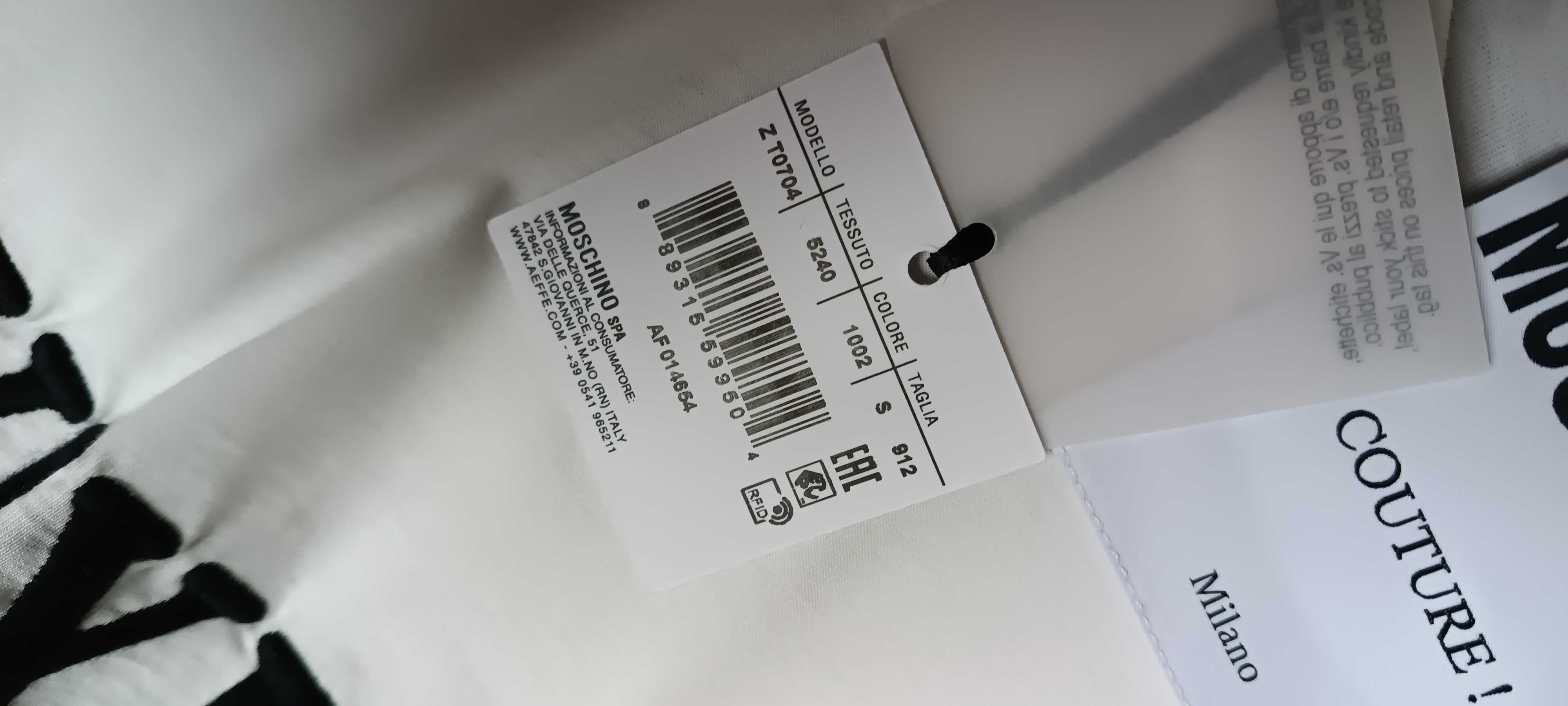 (roz. S) MOSCHINO Biały T-shirt MMXIX MOSCHINO white koszulka z haftem
