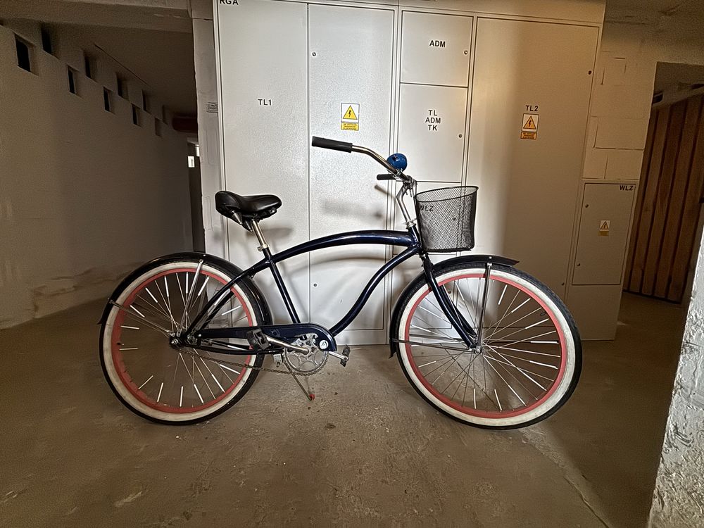 Rower miejski beach cruiser Micargi granatowy 26’ cali rama 18’ cali