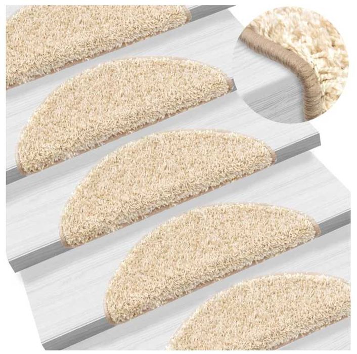 Nakładki na schody, 15 szt., kremowe, 56 x 17 x 3 cm